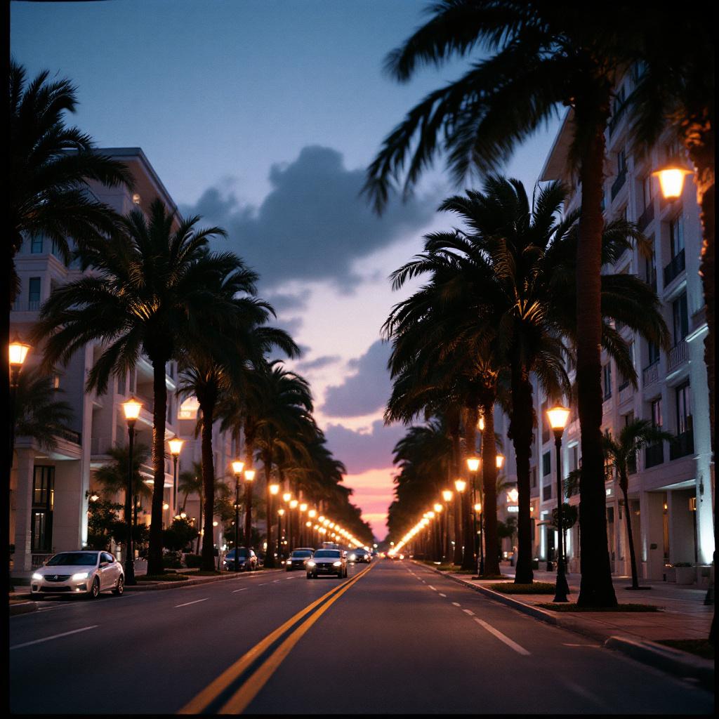South Florida palm-lined boulevard